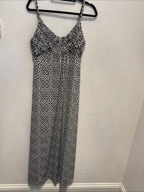 New York & Company Black and White Geometric Maxi Dress